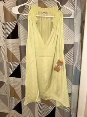 RACHEL Rachel Roy Pale Lime Halter V-Neck Sundress